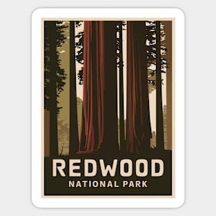 Redwood National Park Vintage Travel Poster Sticker